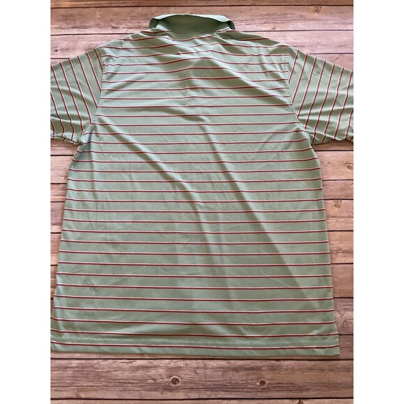 Peter Millar XL Summer Comfort Polo Shirt Green orange Striped Stretch Golf - Picture 6 of 6